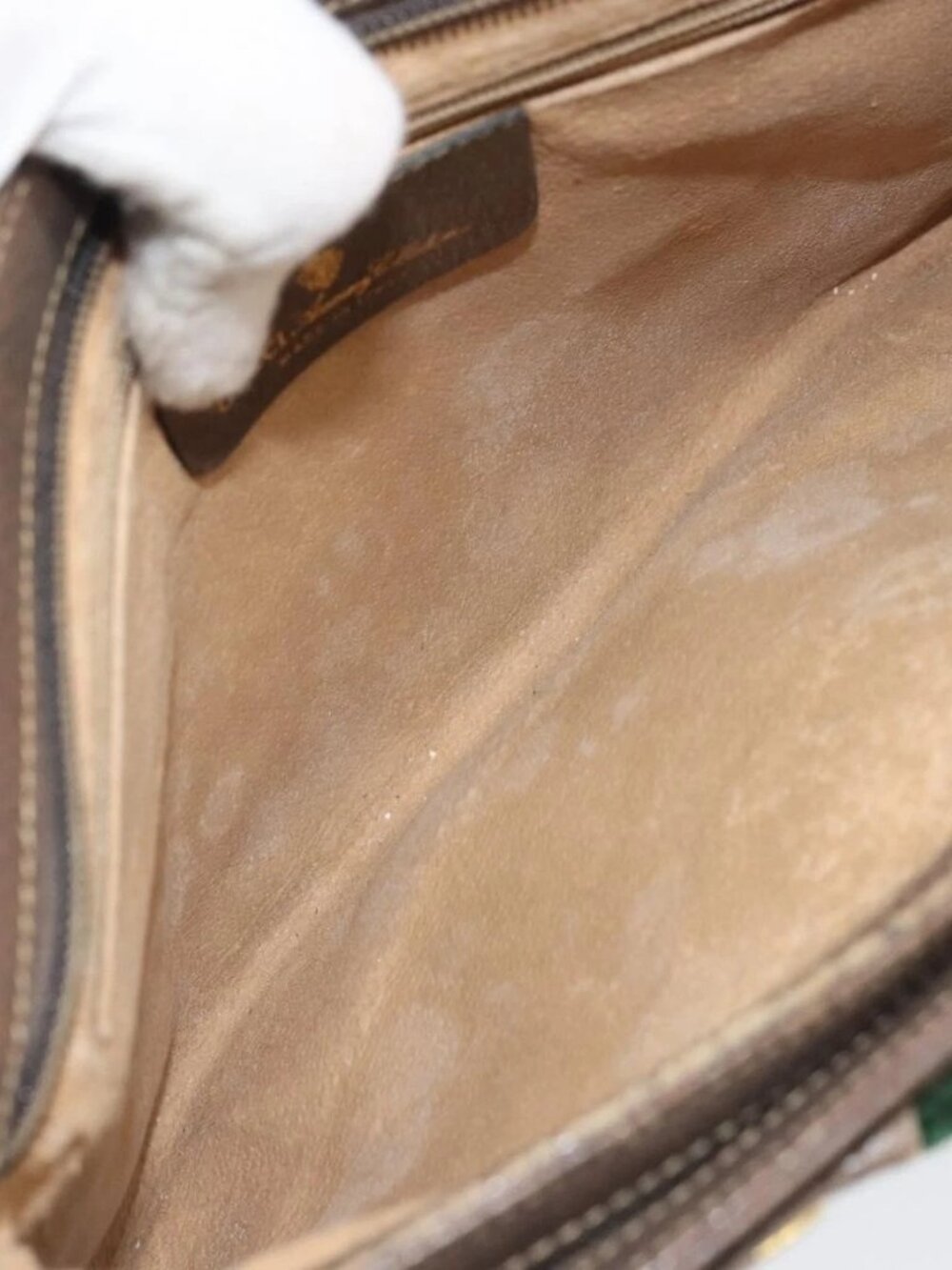 GUCCI GG Supreme Web Sherry Line Bag PVC Beige Gold 96 02 035 Auth 170489 - Picture 11 of 16